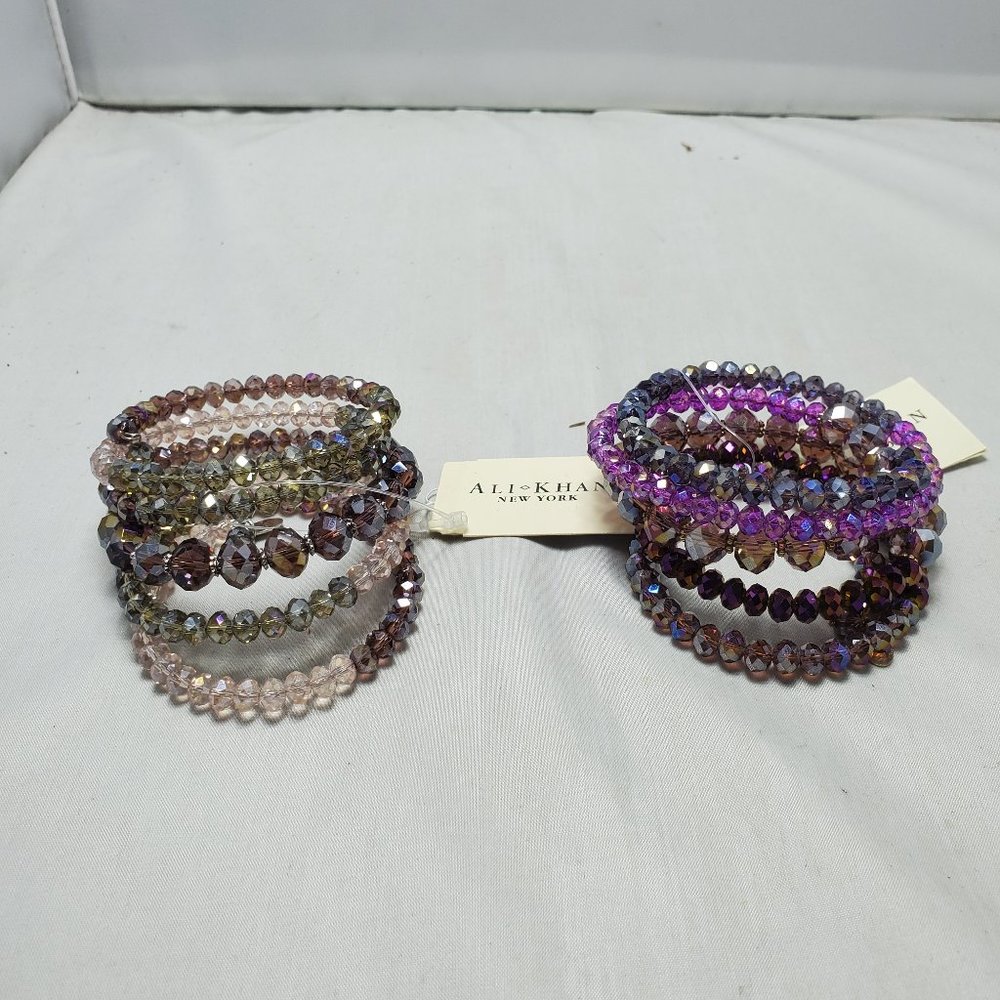 2 for $30 Ali Khan crystal 5 row gold tone and silver tone wrap coil bracelet - Picture 4 of 10